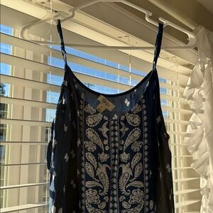 Style & Co. Navy and White Paisley Dress